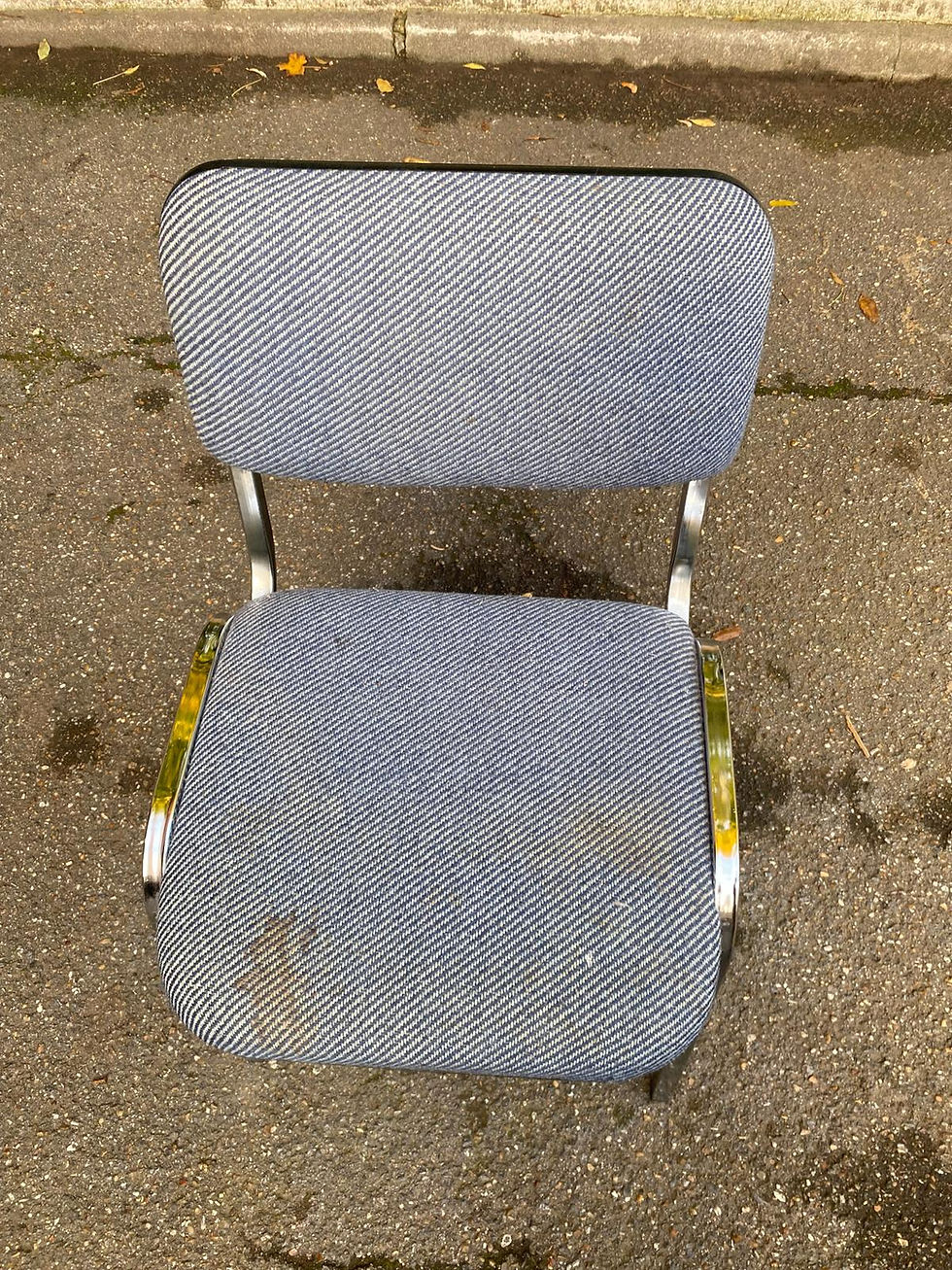 Miniature : Chaise d'écolier en tissu gris chromé