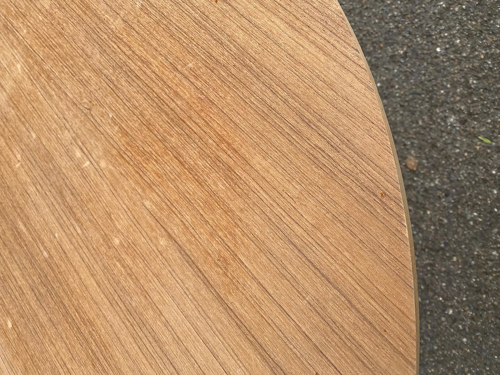 Miniature : Table à manger scandinave ronde extensible rénovée en teck 110cm