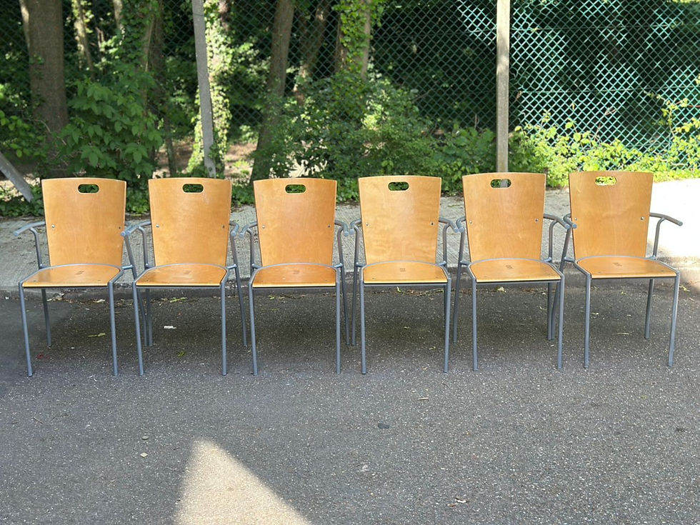 Miniature : 6 chaises scandinaves des années 90 en acier et bois clair ikea