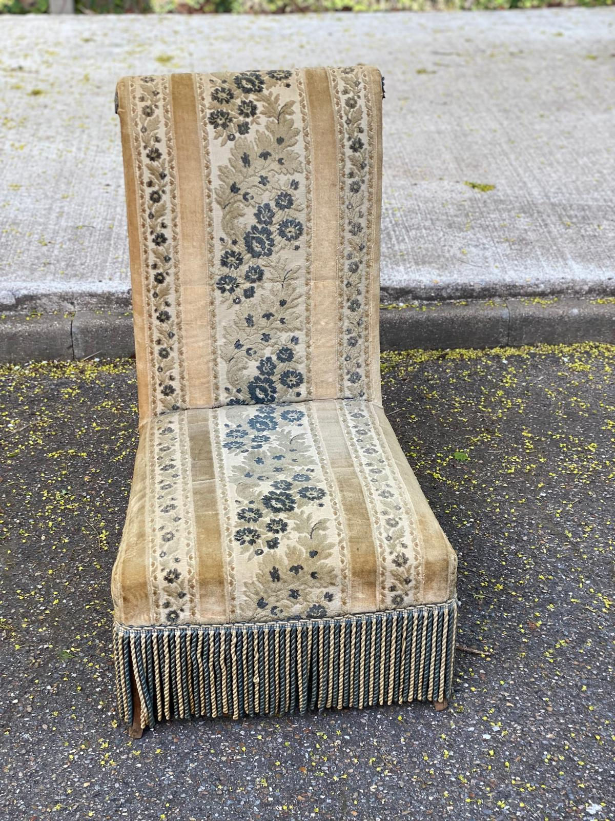 Chauffeuse vintage Napoléon velours beige
