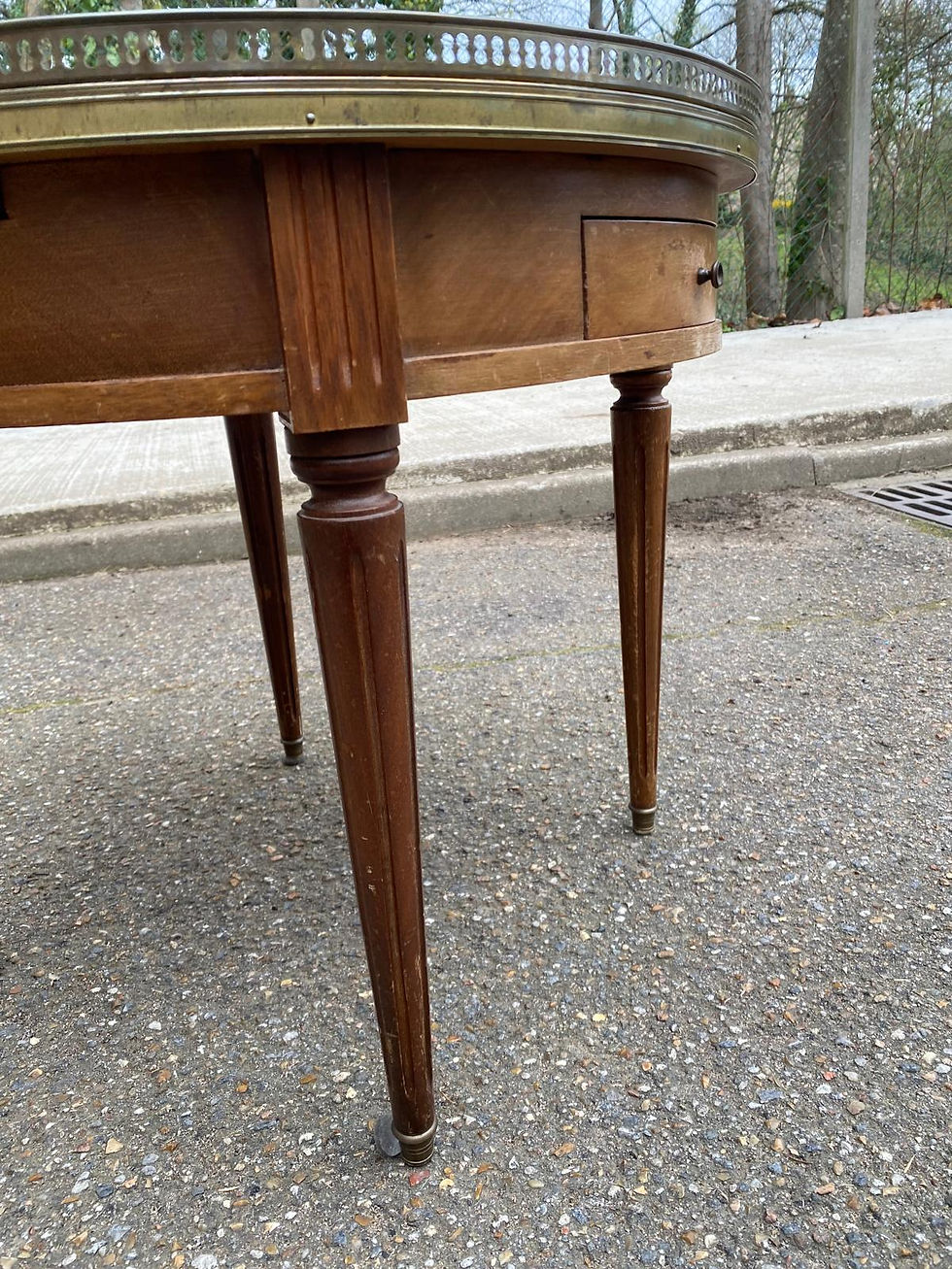 Miniature : Table basse Bouillotte ronde Louis XVI en bois massif et marbre doré