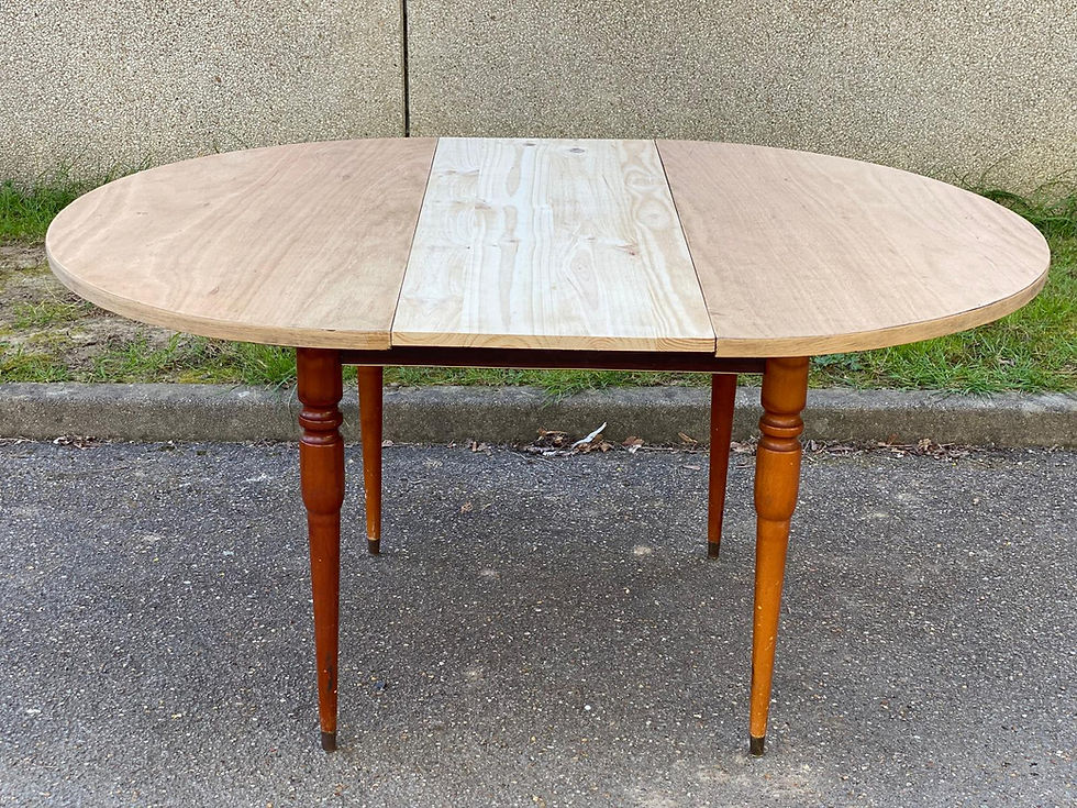 Table ronde extensible ovale bois brut 110 à 150cm