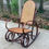 Miniature : Rocking-chair canné bois cintré 1970 fauteuil à bascule rotin