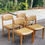 Miniature : 4 chaises Scandinaves Baumann bois massif et cuir beige 1960