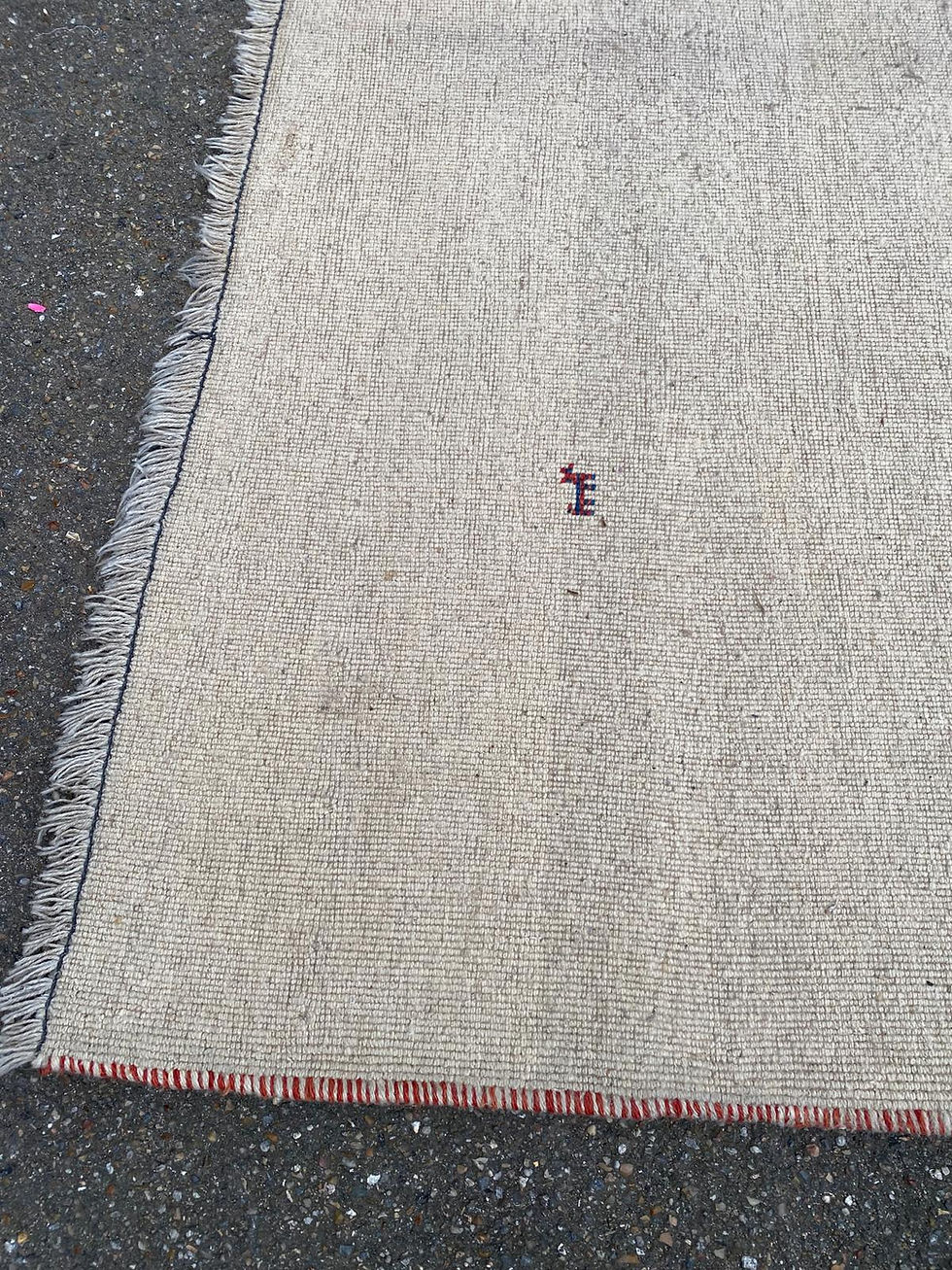 Miniature : Tapis vintage beige laine tissé à la main 175x235