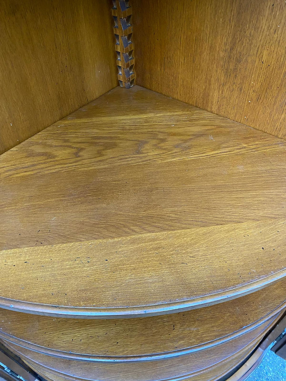 Miniature : Bibliothèque d'angle en quart de rond en chêne massif du 19ème