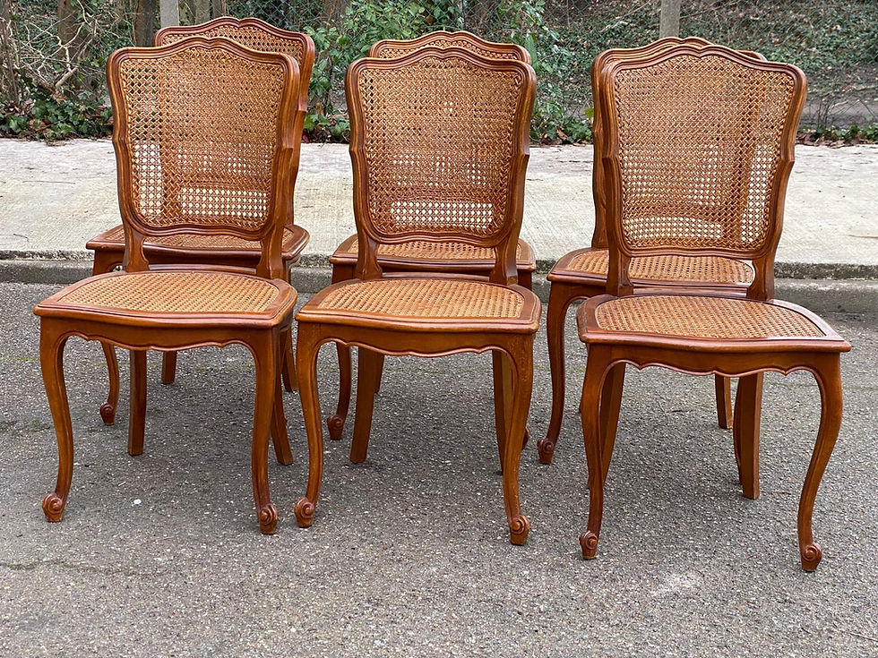 Miniature : 6 chaises cannées Louis XV en bois massif des années 50