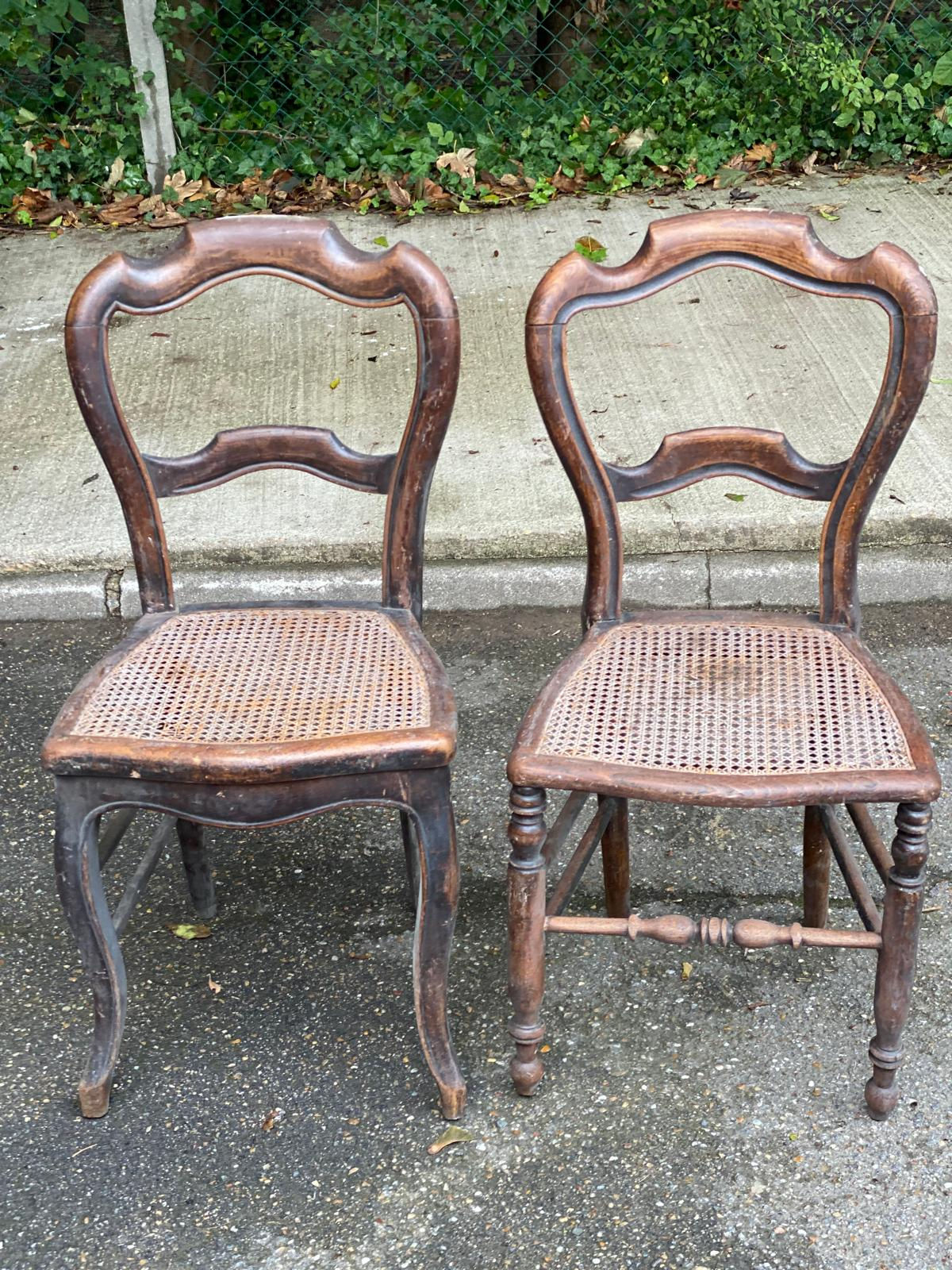 2 chaises cannées Louis Philippe du 18ème