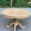 Miniature : Table à manger ronde extensible pied central art déco rénovée en bois brut 160cm