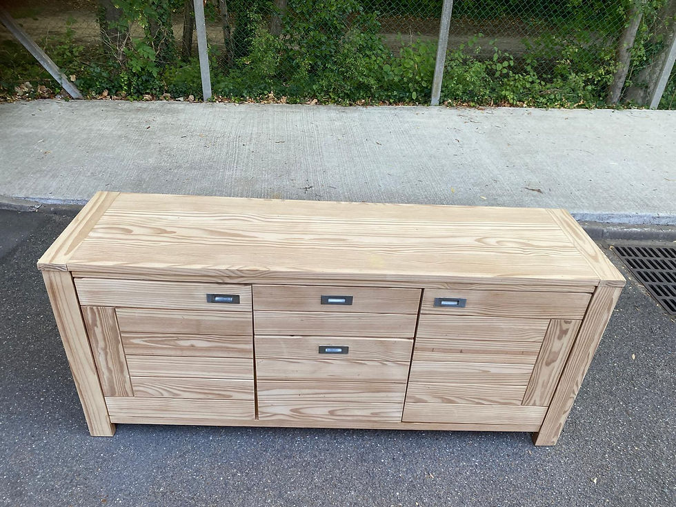 Miniature : Buffet enfilade scandinave décapée en bois massif brut clair 192cm