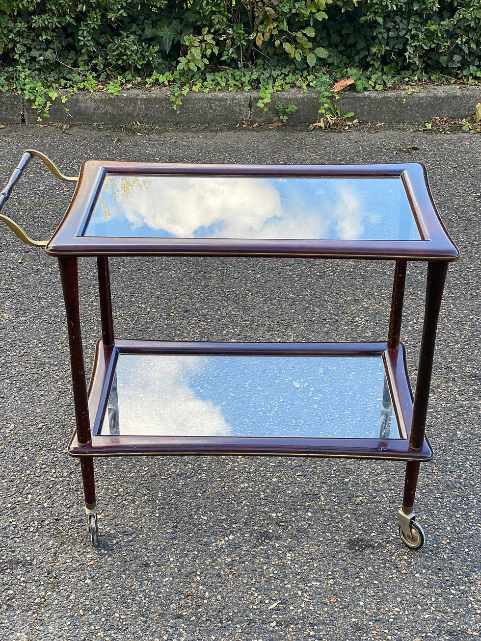Desserte vintage verre et palissandre style Lacca