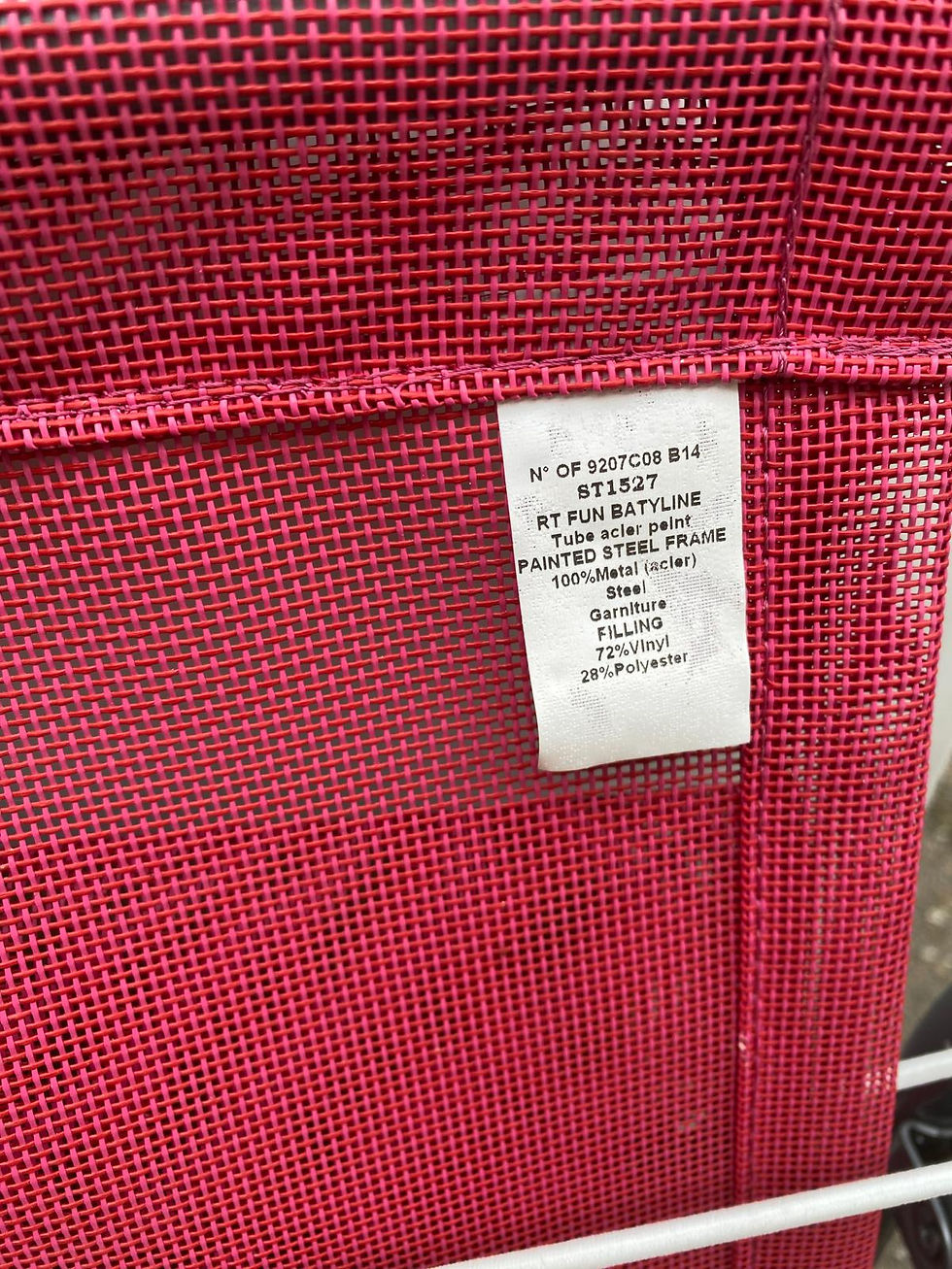 Miniature : Fauteuil relax transat pliable en acier et grillage bordeaux