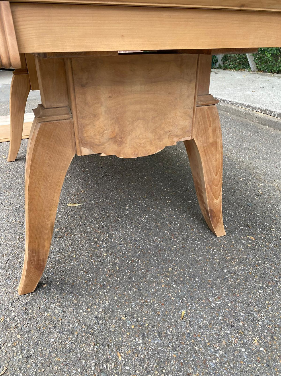 Miniature : Table à manger art déco extensible rénovée en bois des années 50