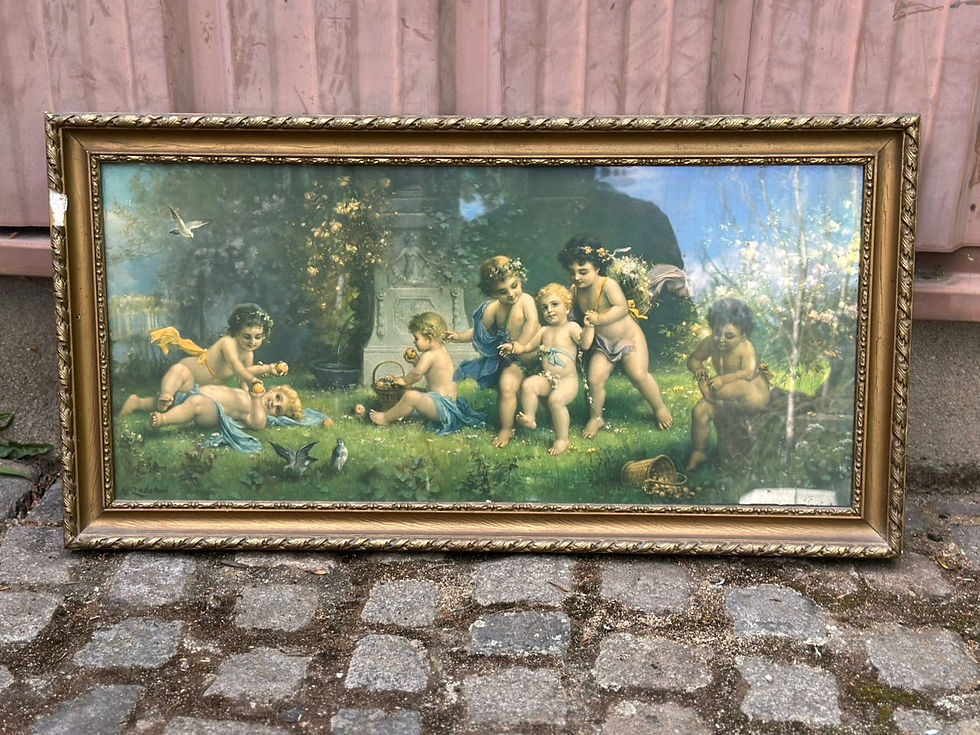 Miniature : Tableau peinture lithographie ou oléographie scène allégorique du XXème