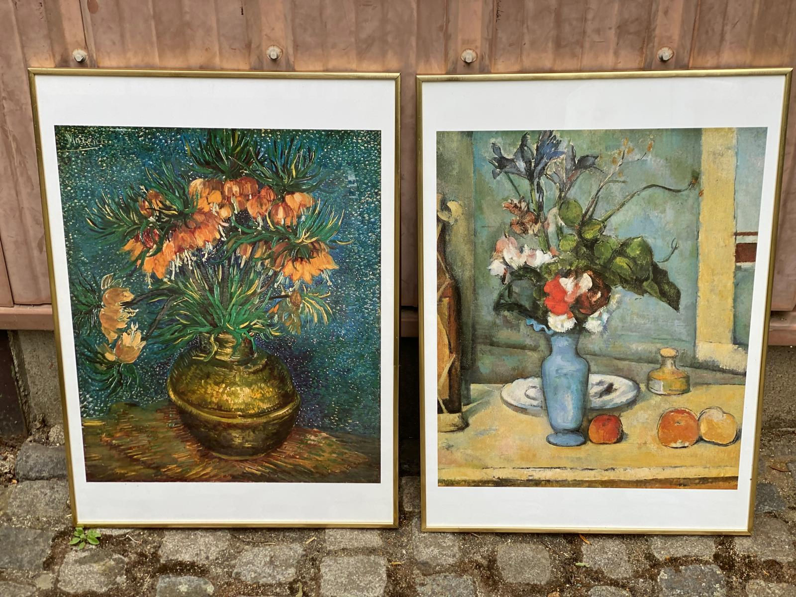 2 tableaux lithographies avec cadre doré 60x80cm