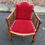 Miniature : Fauteuil vintage art nouveau en bois massif et velours bordeaux du 20ème