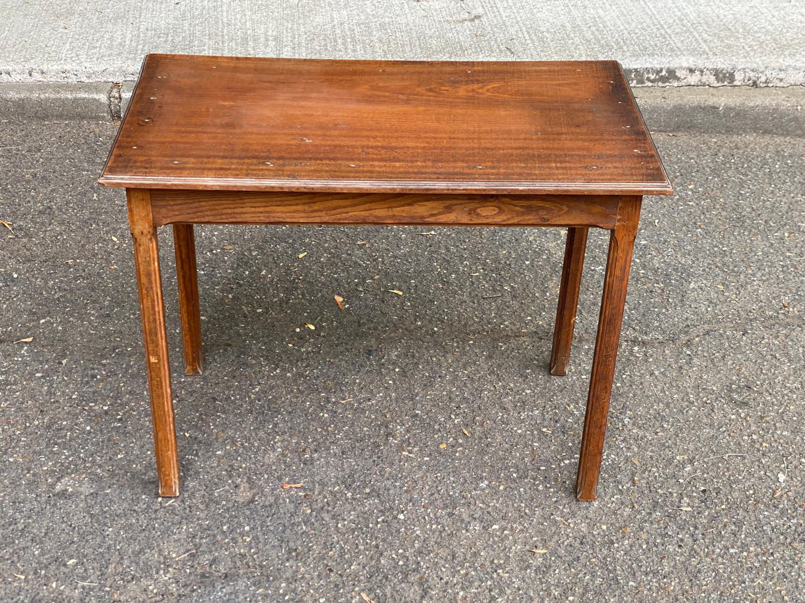 Table d'appoint rectangulaire vintage en chêne massif 1920