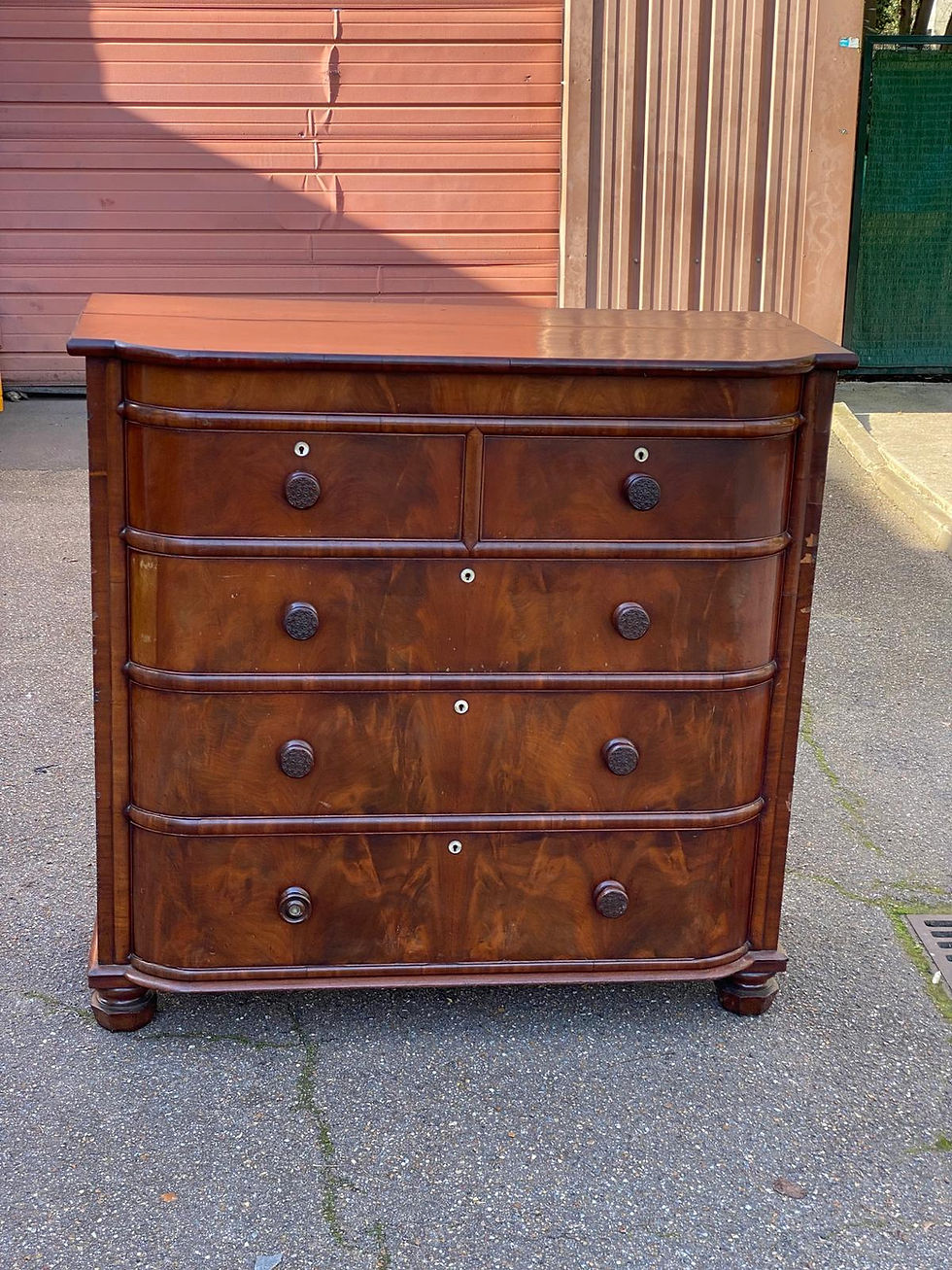 Miniature : Commode anglaise victorienne en bois massif Mahogany 1930