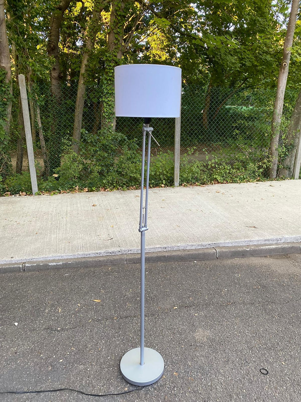 Miniature : Lampadaire liseuse articulé IKEA SAMTID — Gris argent & abat-jour blanc