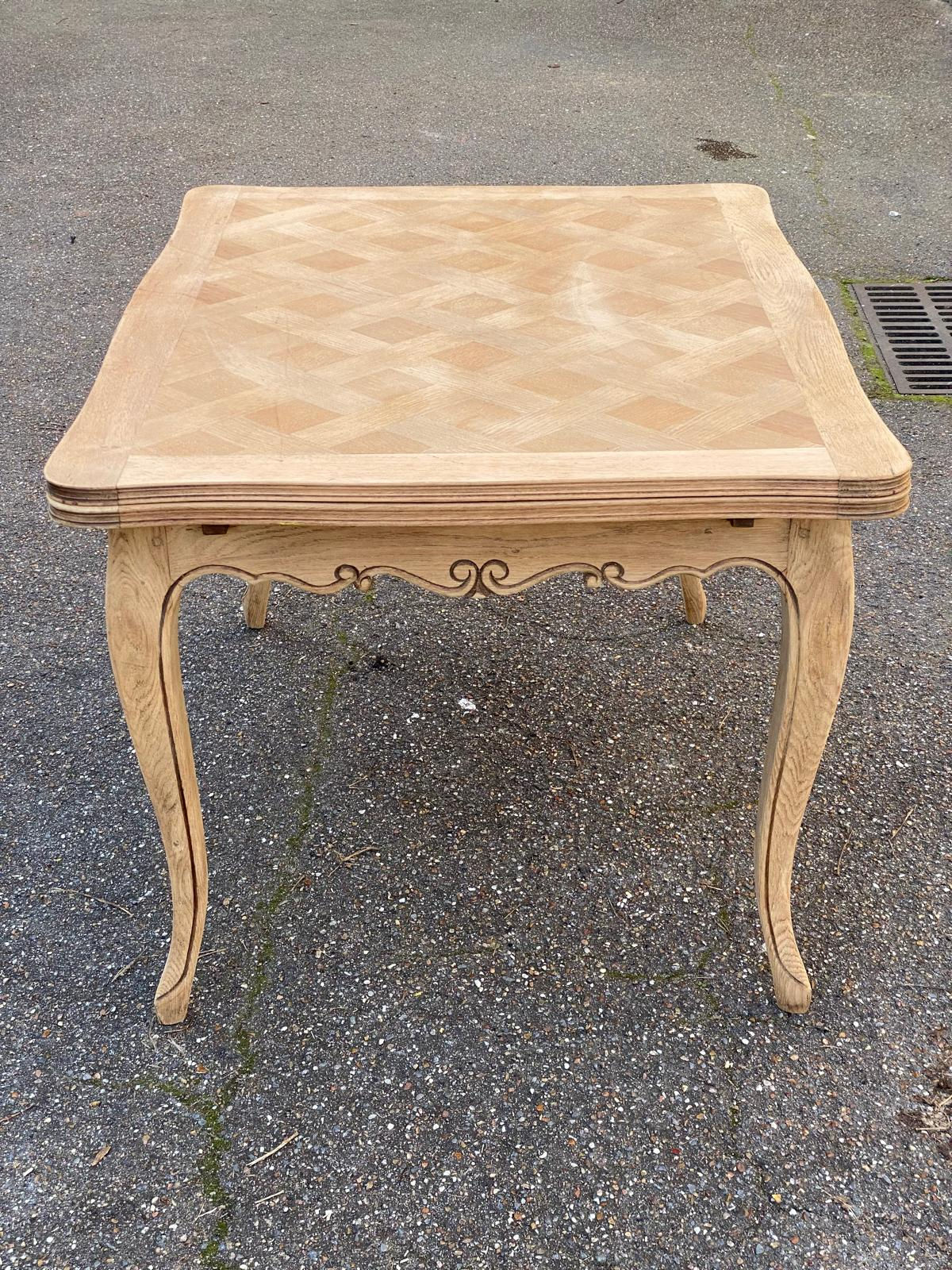 Table à manger Louis XV extensible XIX ème rénovée chêne 120-200cm