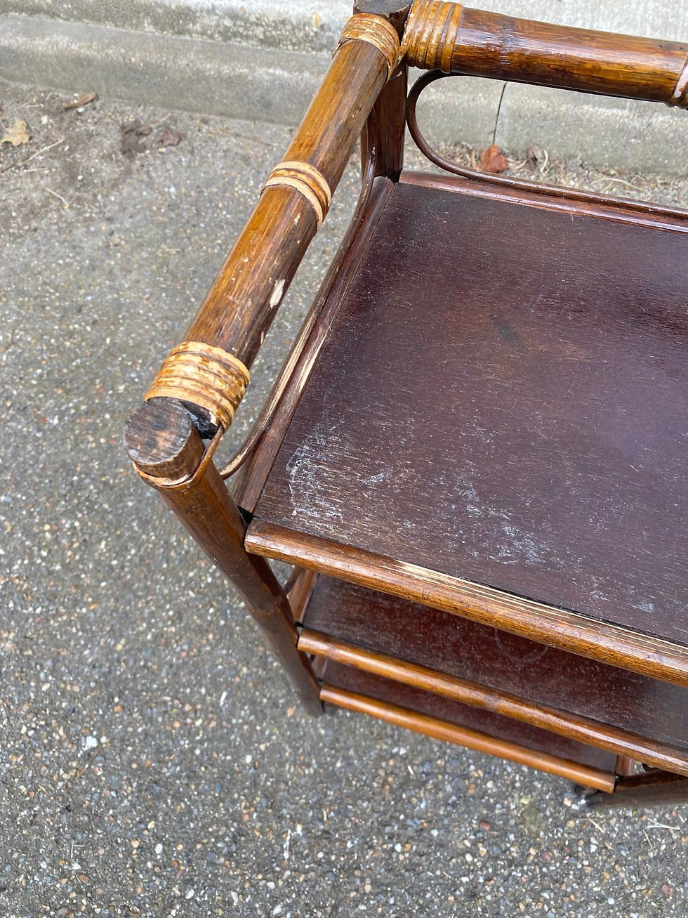 Miniature : Étagère vintage rotin et osier 3 niveaux 70cm