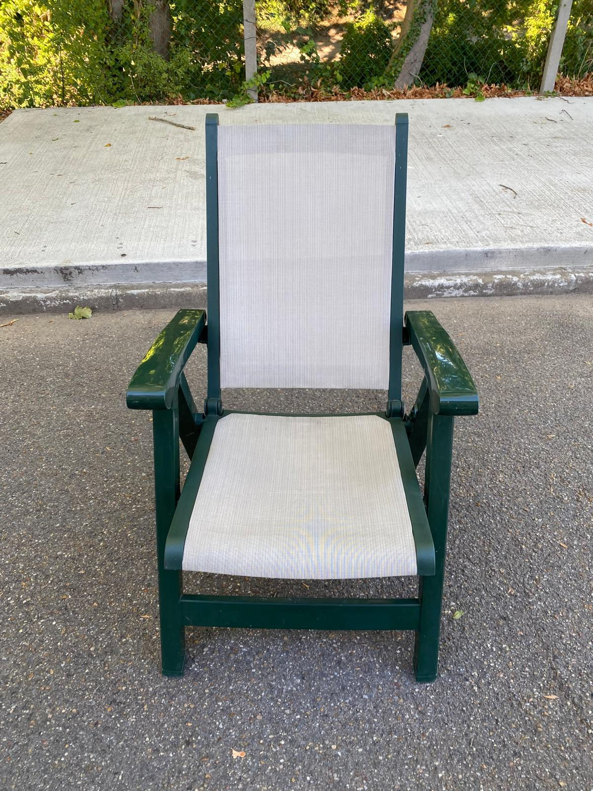 Fauteuil de jardin pliant & inclinable Grosfillex vert / beige