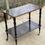 Miniature : Desserte vintage palissandre double plateau doré sur roulettes