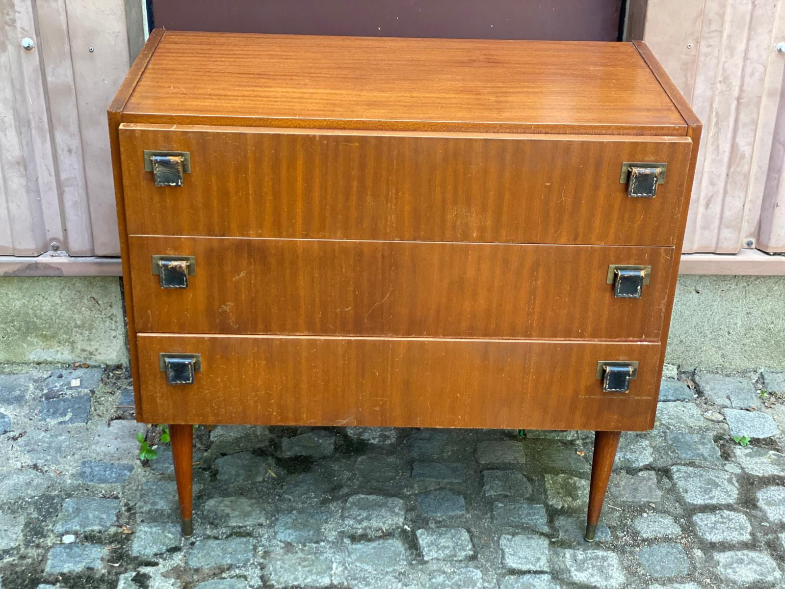 Commode scandinave Mid-Century Modern SAB en bois 1950 3 tiroirs