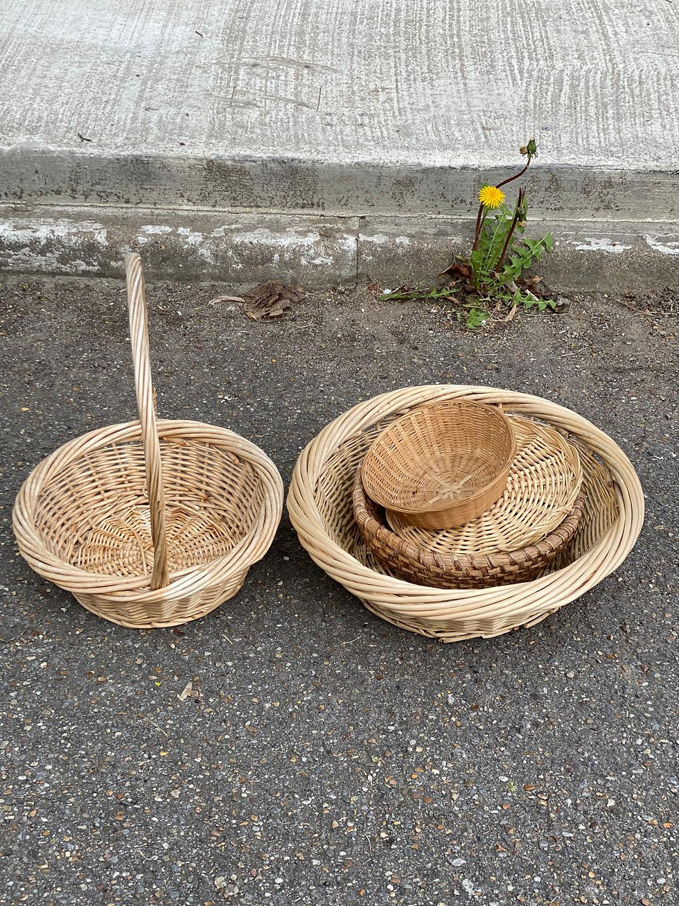 Miniature : Lot de 3 paniers ronds en osier tressé