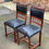 Miniature : 2 chaises Henri II bois massif et cuir noir rembourrées du 19ème