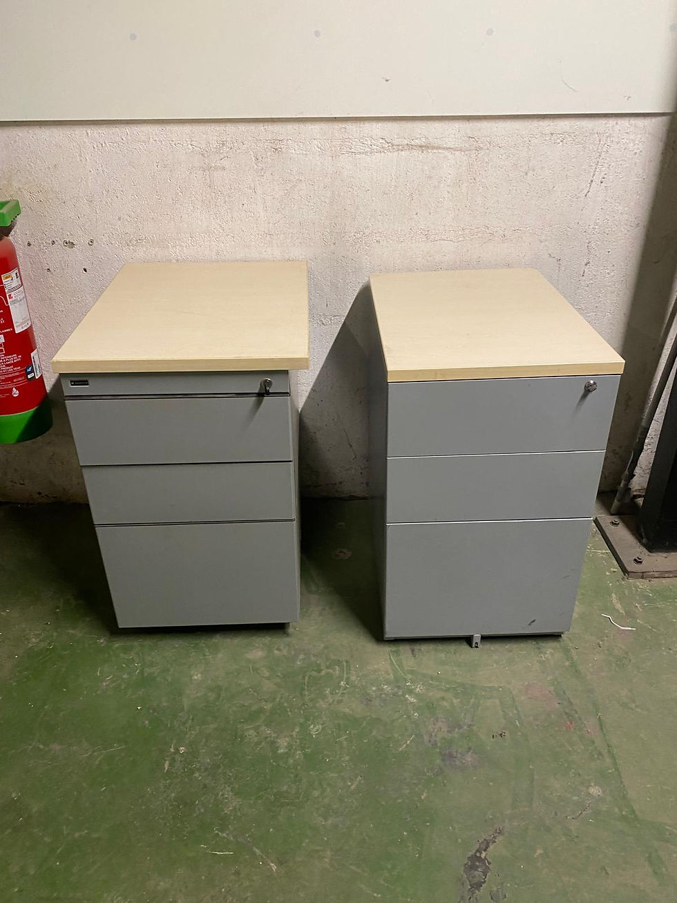 Caisson de bureau métal gris et beige
