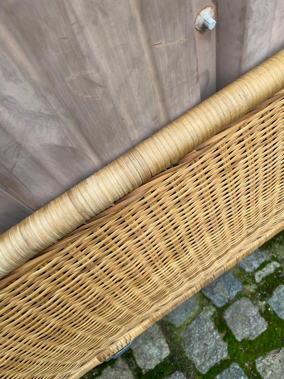 Miniature : Pied de lit scandinave en bambou rotin et osier 1990 140cm