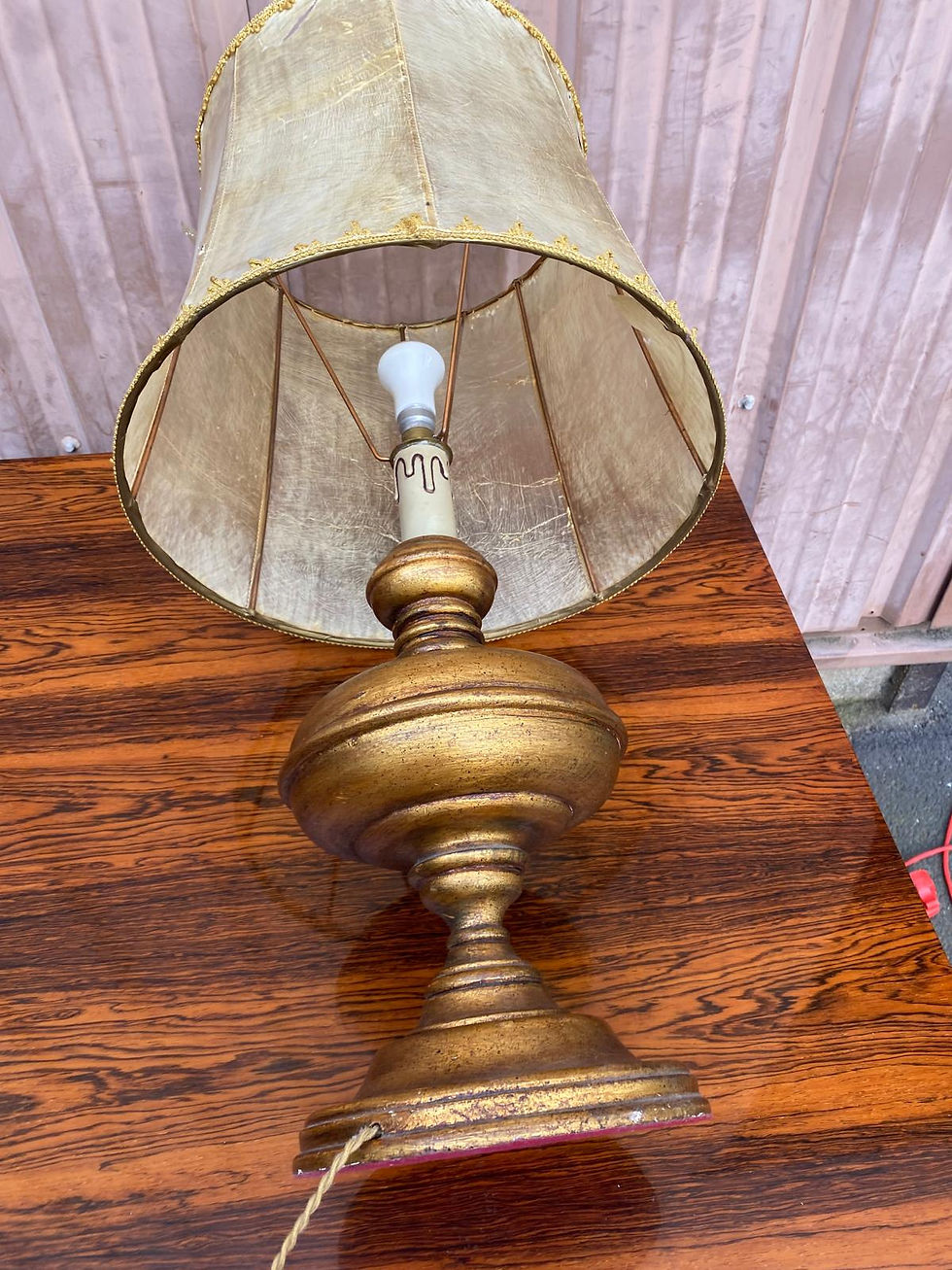 Miniature : Lampe vintage pied de boule dorée