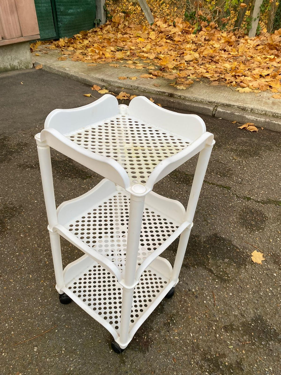 Miniature : Étagère de cuisine blanche en plastique avec 3 plateaux
