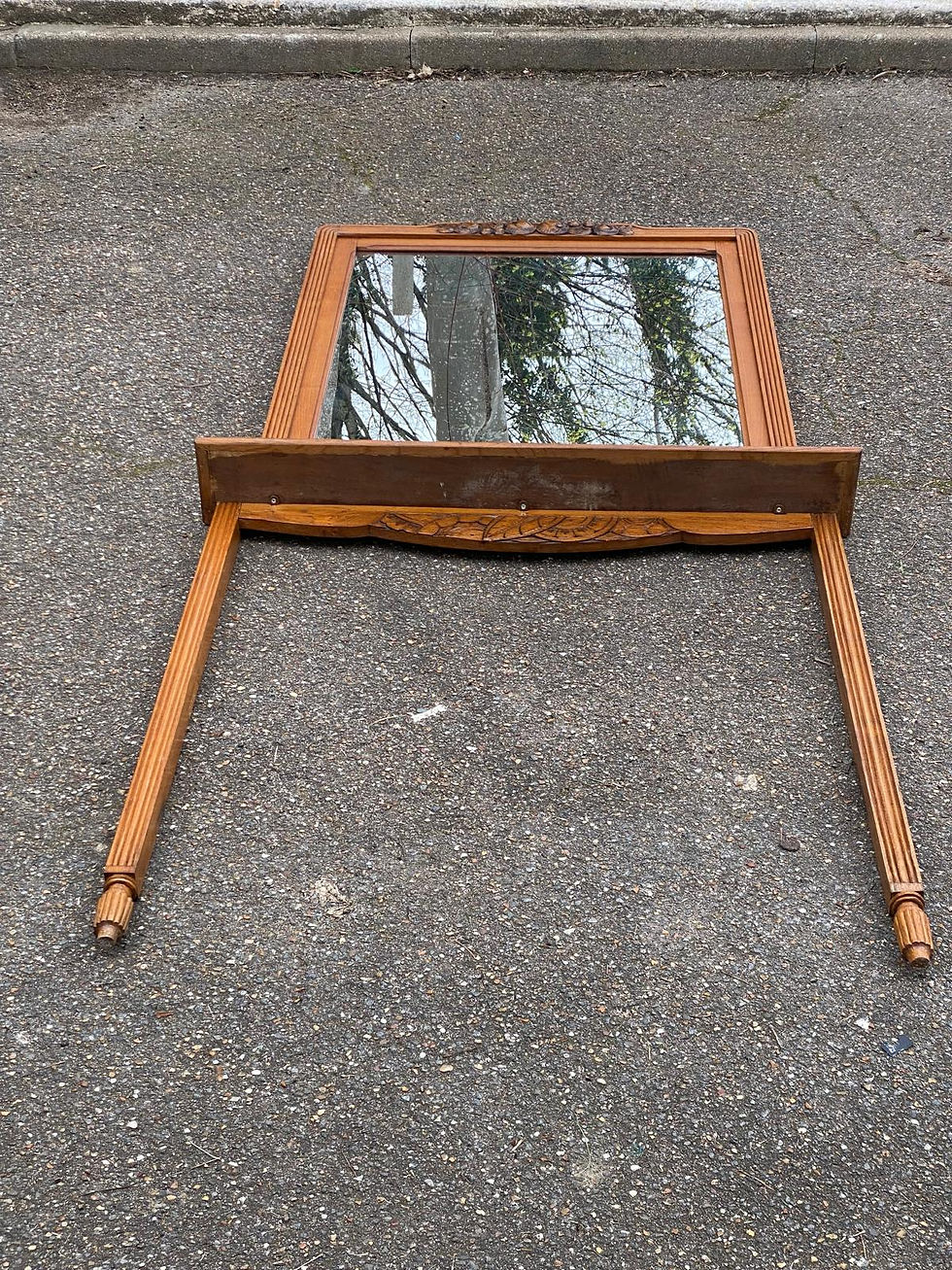 Miniature : Miroir d'entrée art déco 1950 en chêne massif console