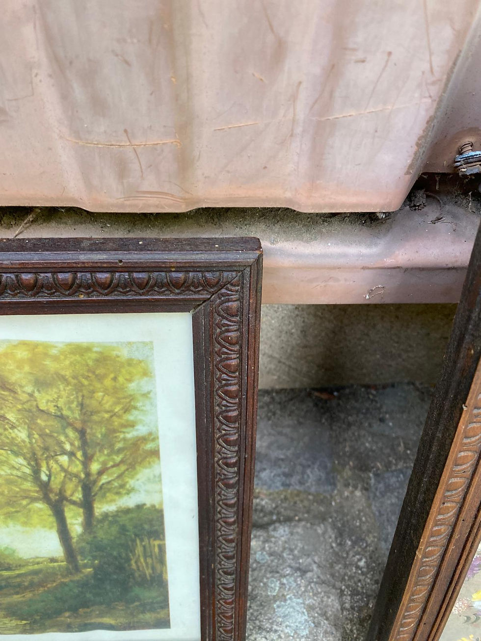 Miniature : 2 tableaux avec cadre en bois sculpté style breton