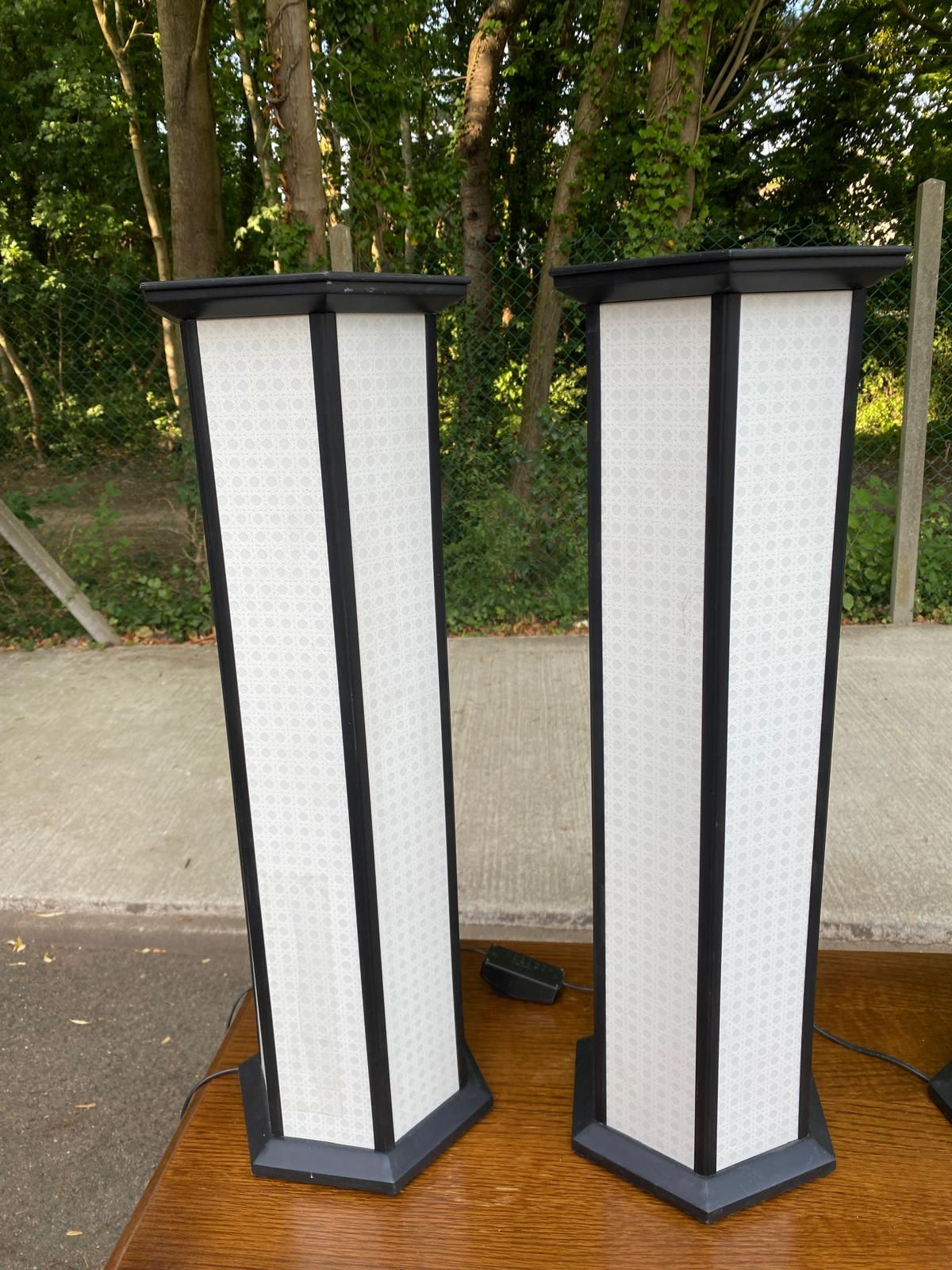 2 lampes de table colonne lumineuses de style lanterne japonaise 90s