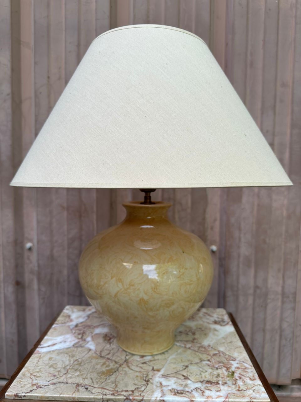 Lampe à poser vintage en céramique jaune Nil LPE PM France