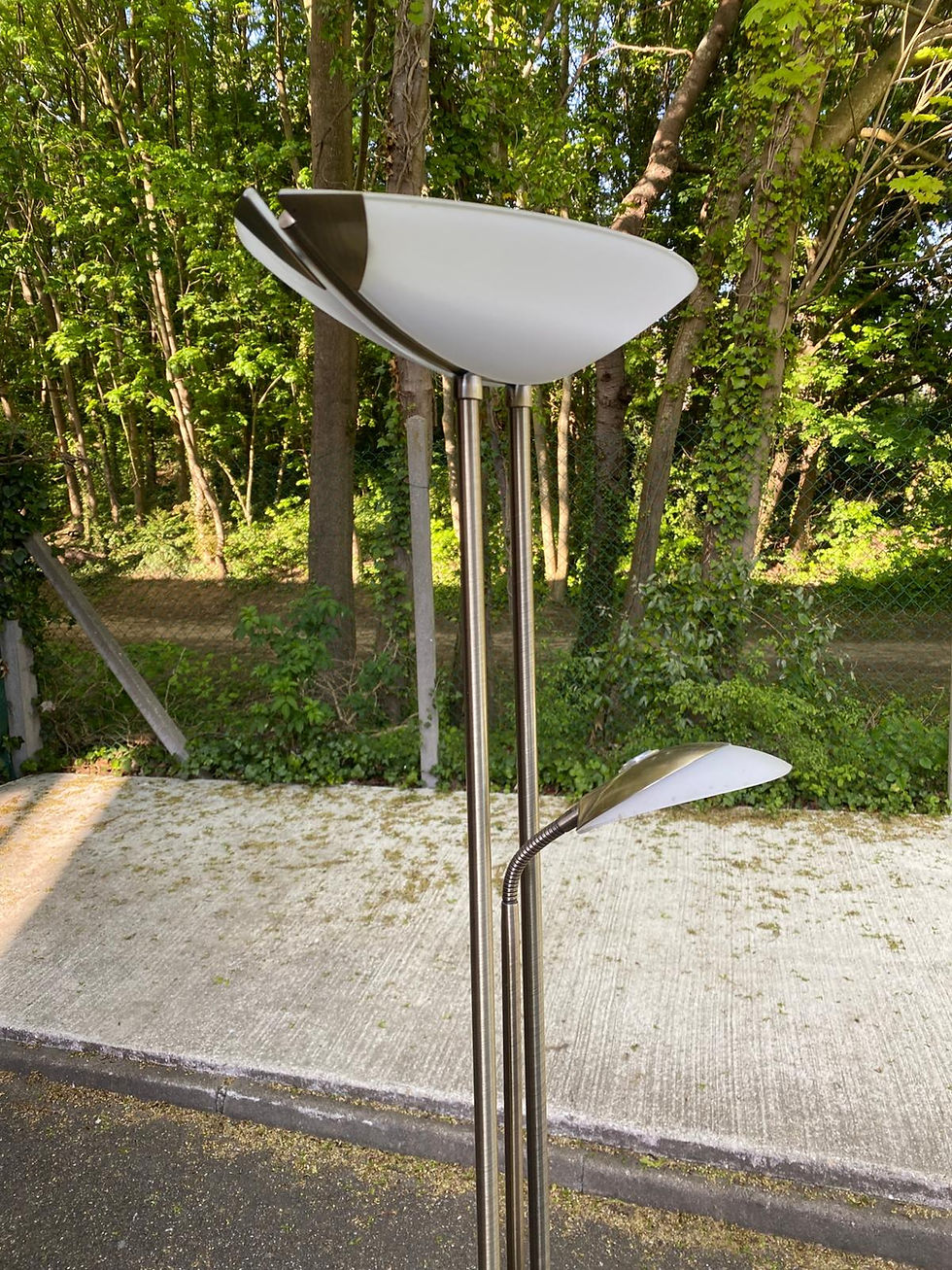 Miniature : Lampadaire Dunakeszi vintage double en acier chromé avec liseuse
