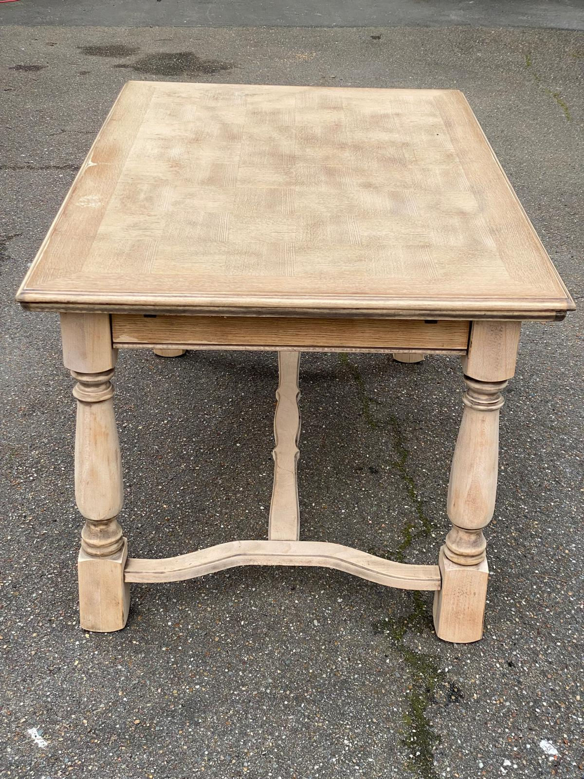 Table à manger de ferme extensible rénovée en bois 255cm du 20ème