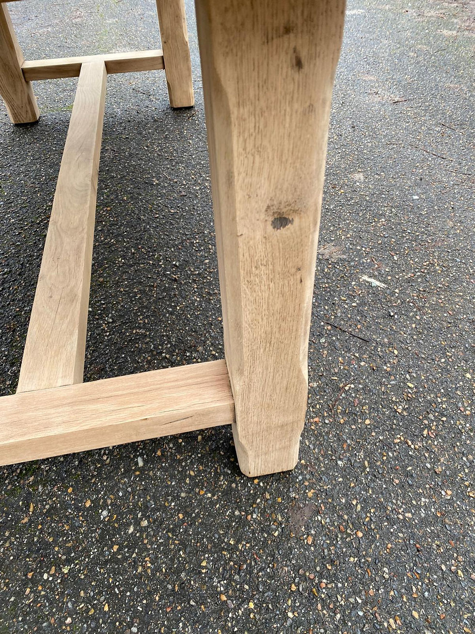 Miniature : Table à manger de ferme rénovée en chêne brut du XXème 180cm avec tiroir