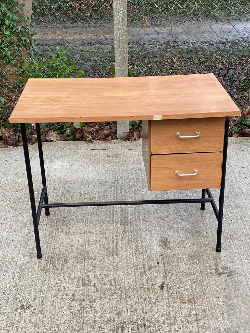 Miniature : Bureau vintage métal noir et formica style industriel 1960