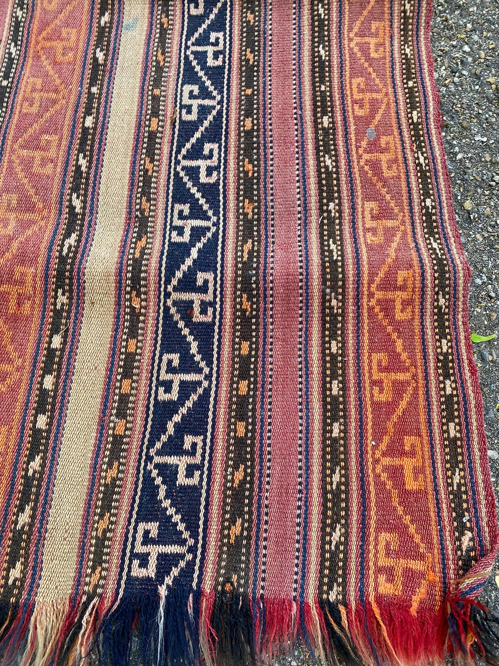 Miniature : Tapis persan Kordi Kilim laine tressé à la main 50x100cm