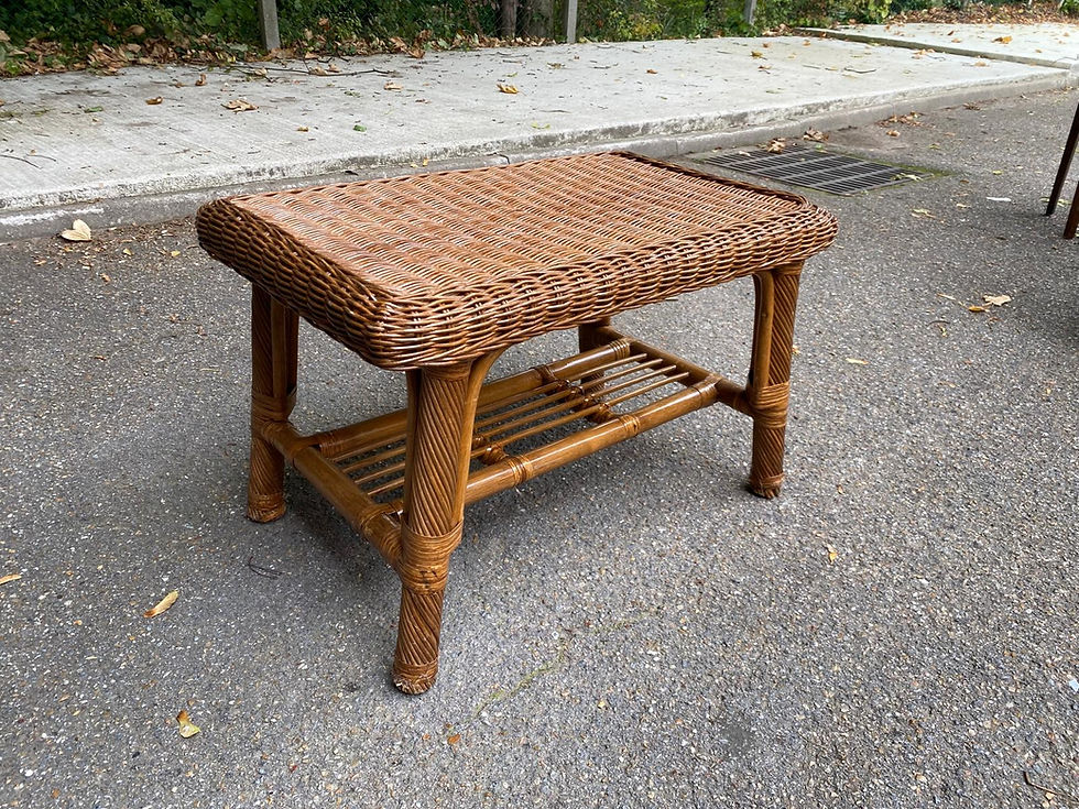 Miniature : Table basse rectangulaire en bambou rotin et osier 85x45cm