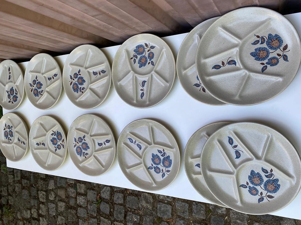 Miniature : 12 assiettes à compartiments en faïence de Saint-Amand Sologne
