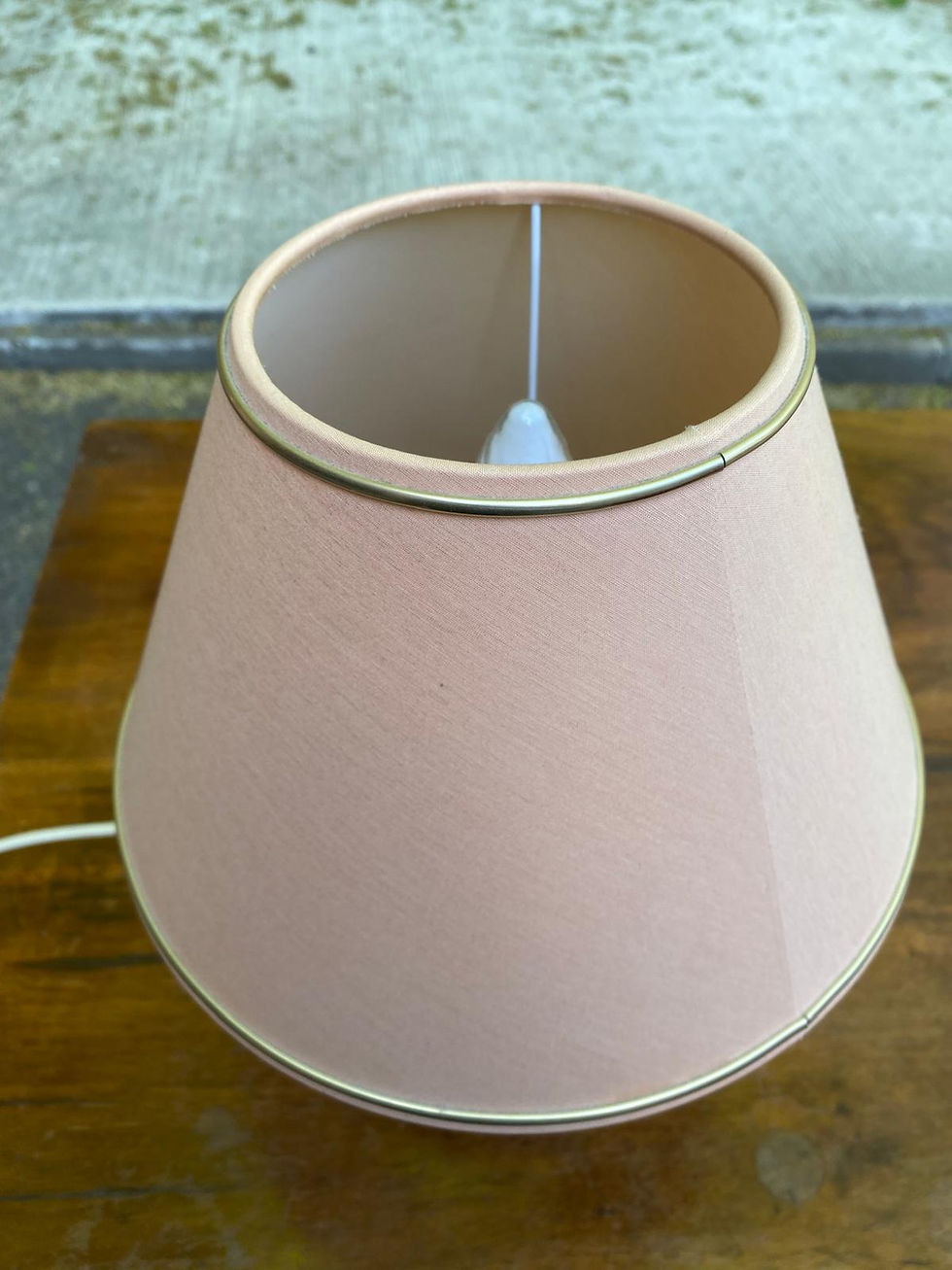 Miniature : Lampe de chevet vintage en céramique verte abat-jour beige rosé