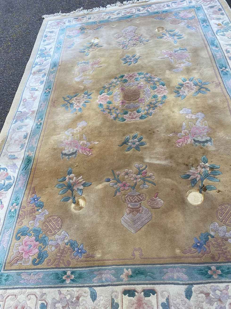 Miniature : Tapis vintage laine tressé velours jaune Chine 200x300cm