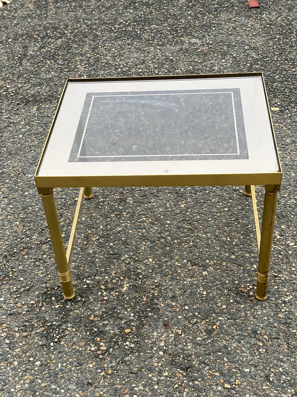 Table basse art déco laiton et verre