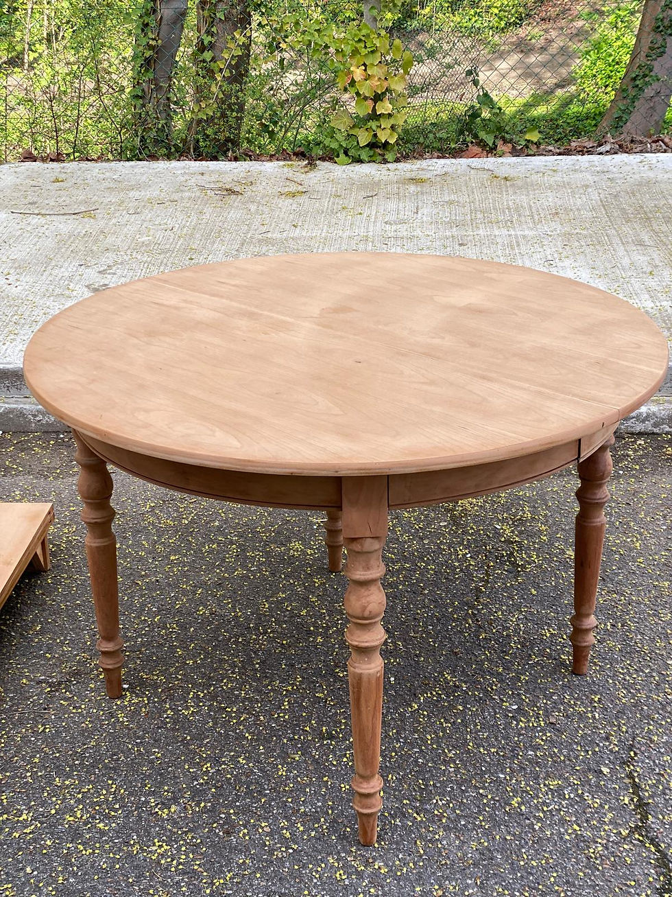 Miniature : Table à manger ronde extensible rénovée Louis Philippe 115-2215cm 20ème