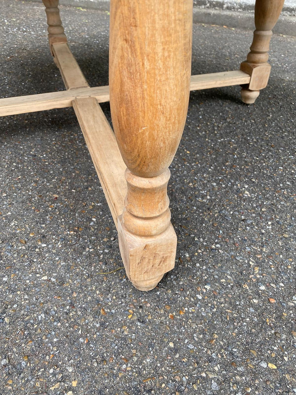 Miniature : Table à manger de ferme ronde extensible rénovée en bois massif 115cm